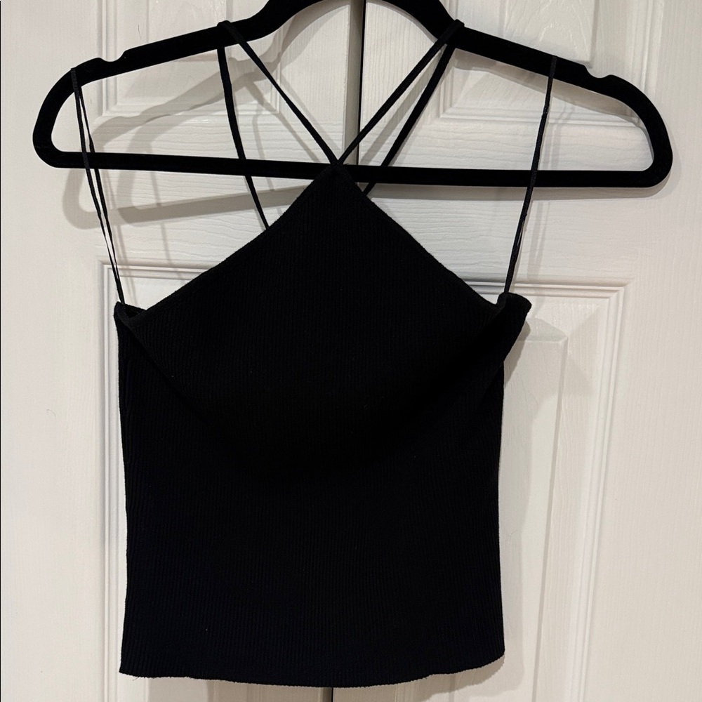 Zara Black Strappy Halter Cropped Camisole